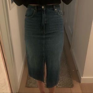 Ba&sh Denim Pencil Skirt with Slit